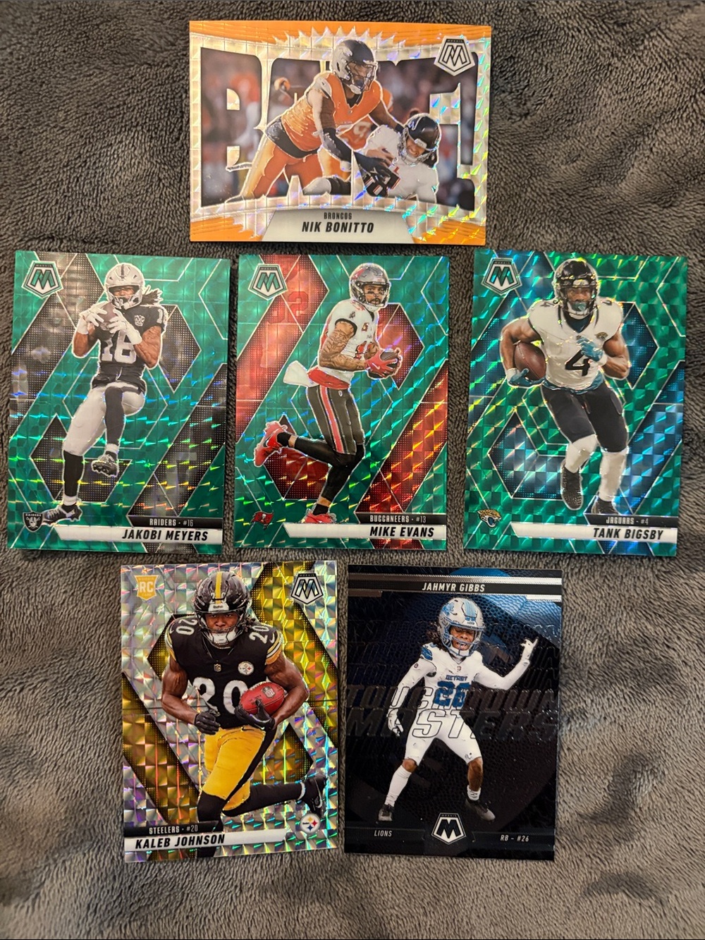 Panini Football Card Lot - Green & Orange Holo Accents